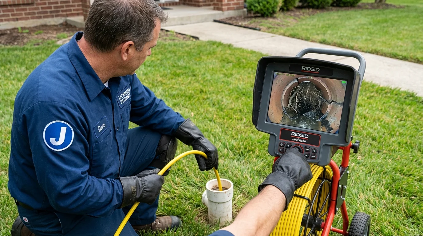 Sewer camera inspection being performed by Johns Plumbing LLC in Millis