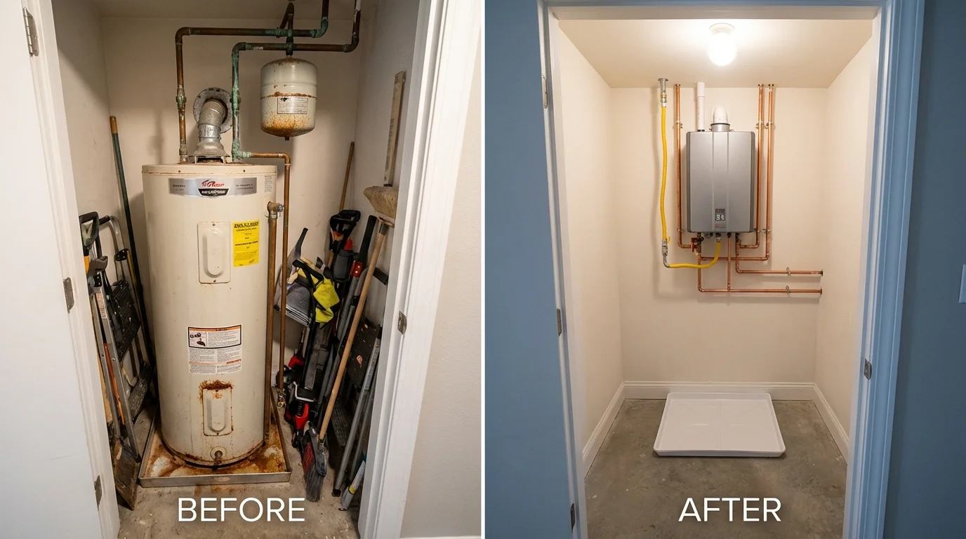 Tank water heater versus wall-mounted tankless unit comparison for Millis, MA homeowners